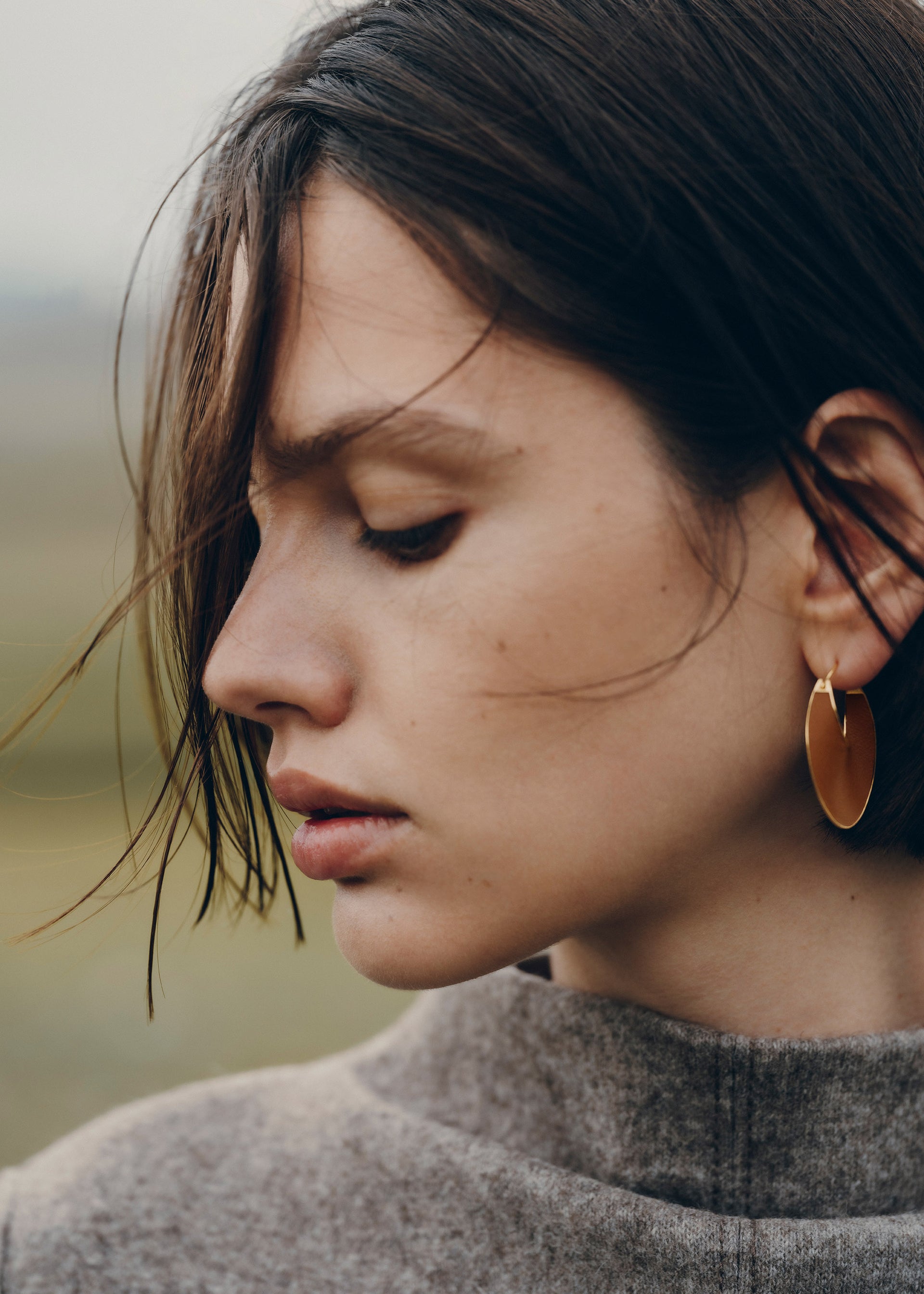 Éole Slim Hoop Earrings - Camel Leather