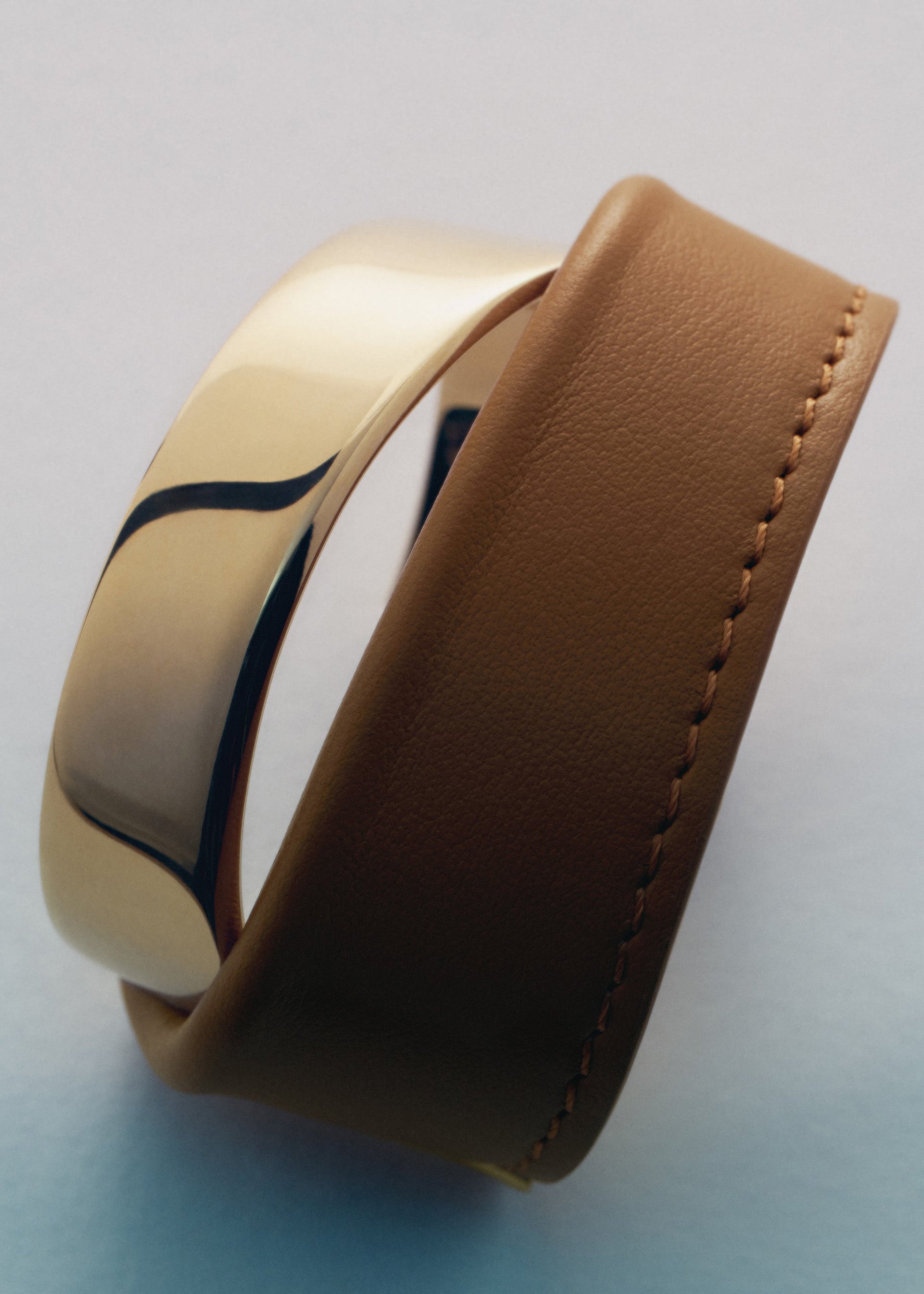 Ormé Cuff - Gold Gilded with Camel Leather