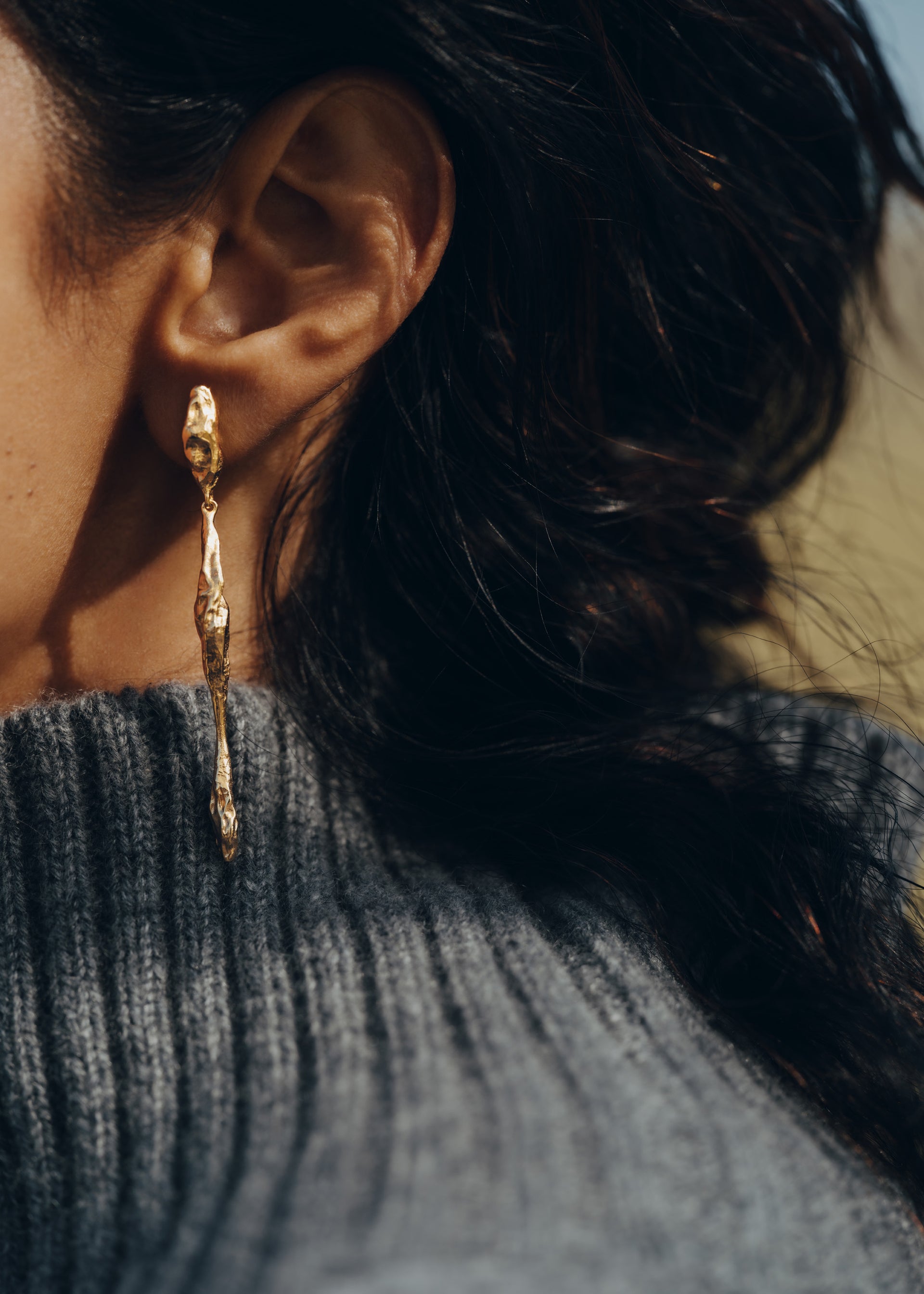 Eroz Drop Earrings - 24 carat gold-gilded edition