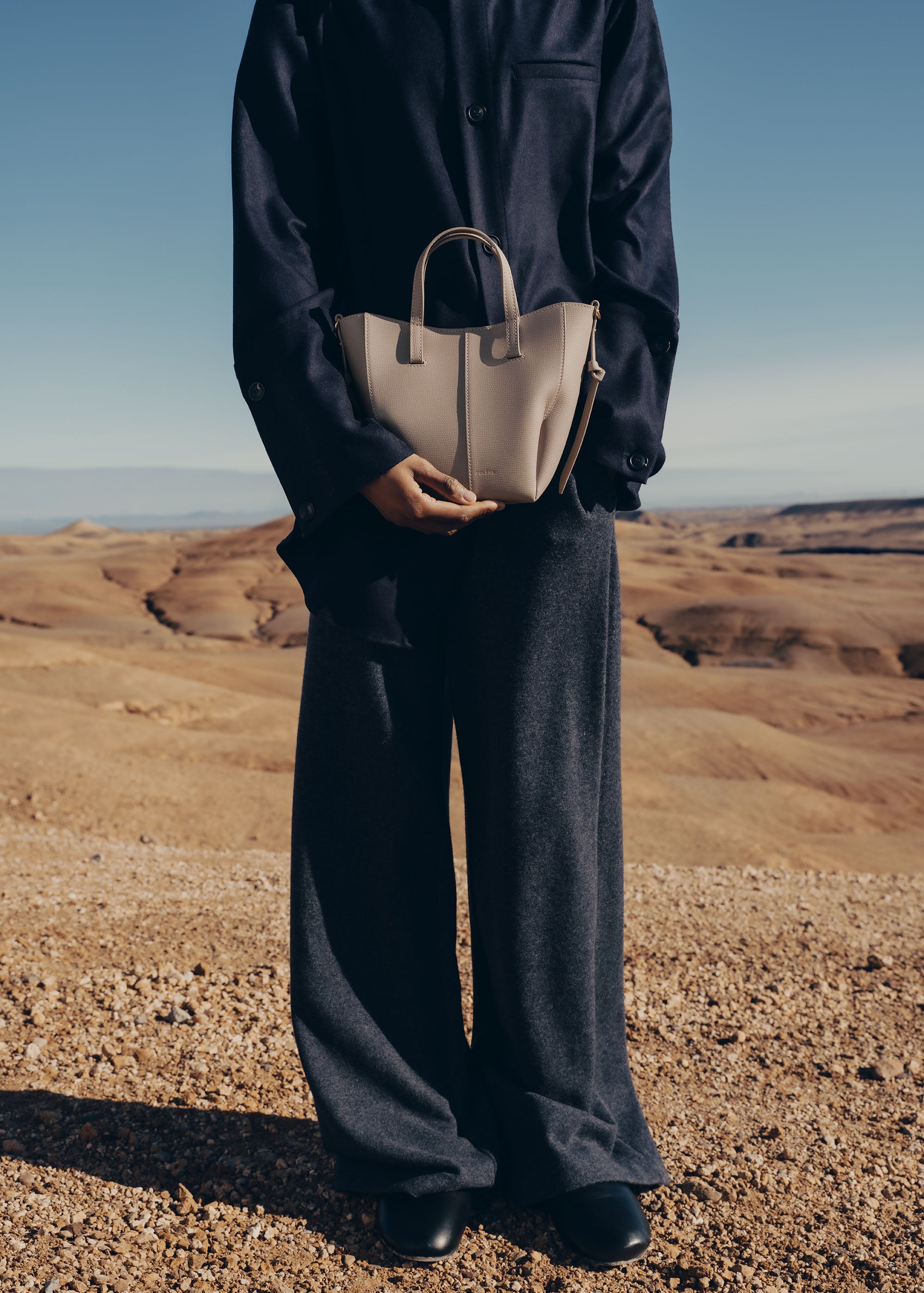 Polène | Bag - Cyme Tote Nano - Textured Taupe – Polène NL