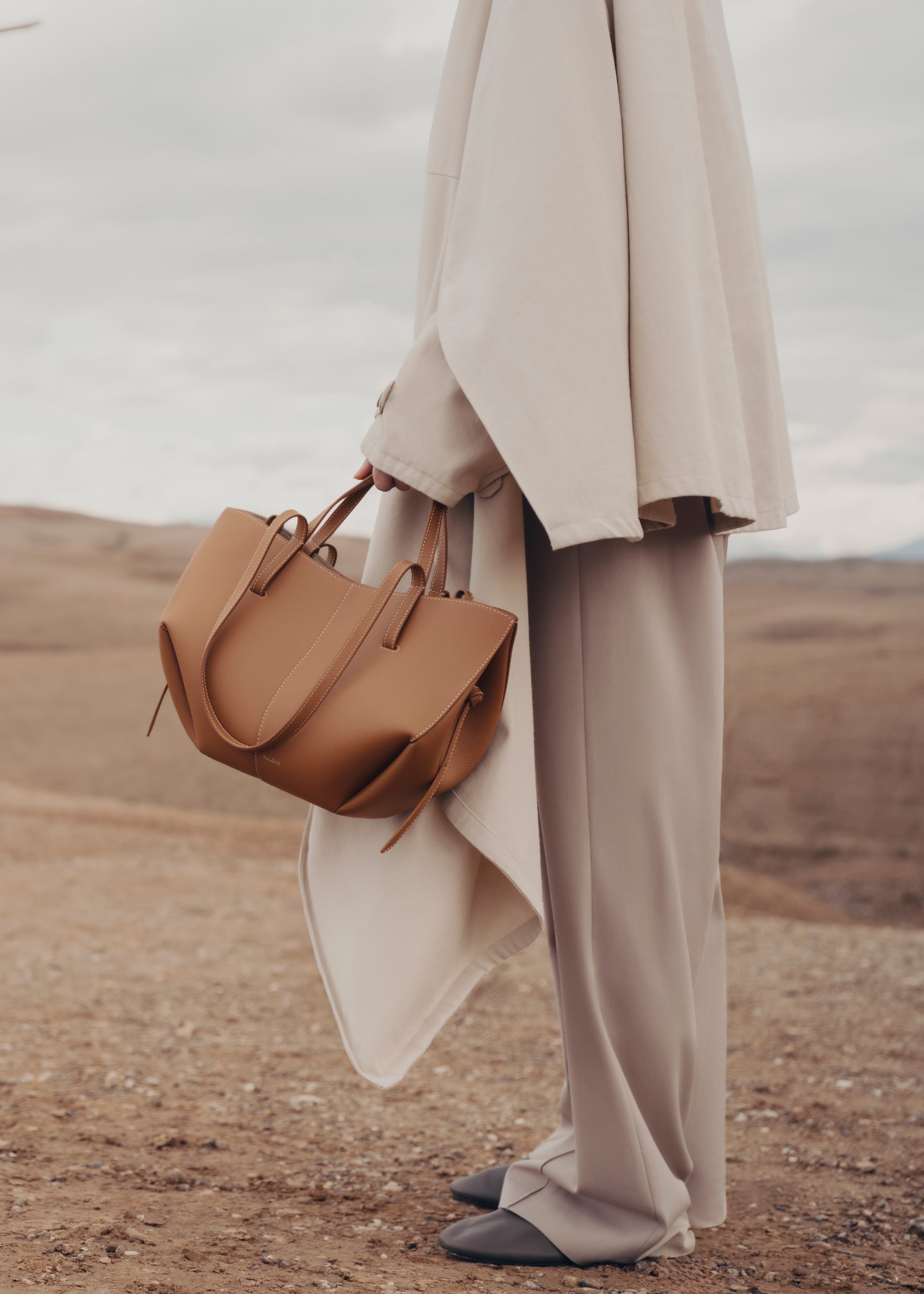 Polène | Bag - Cyme Mini - Textured Camel – Polène NL