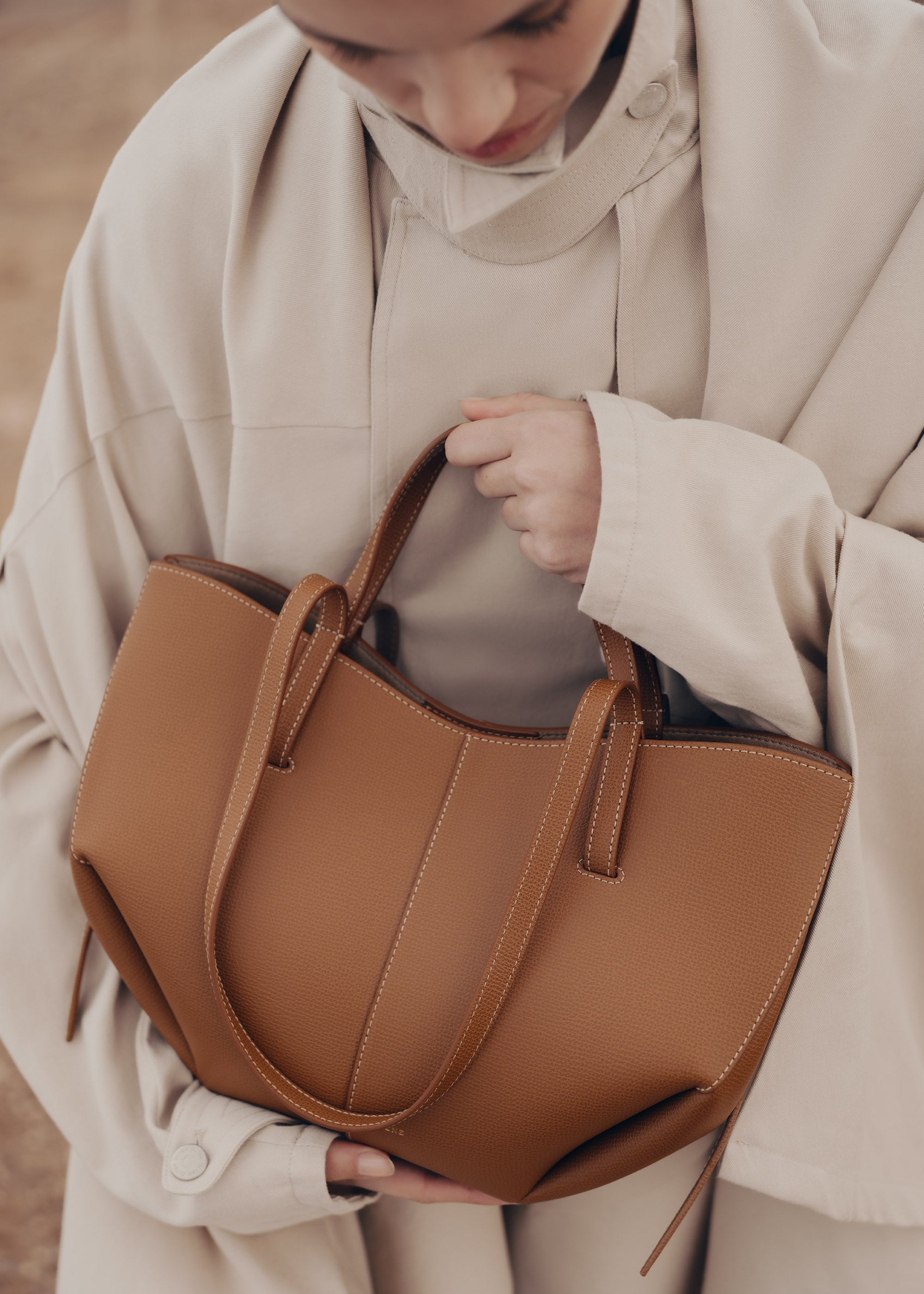 Polène | Bag - Cyme Mini - Textured Camel – Polène NL