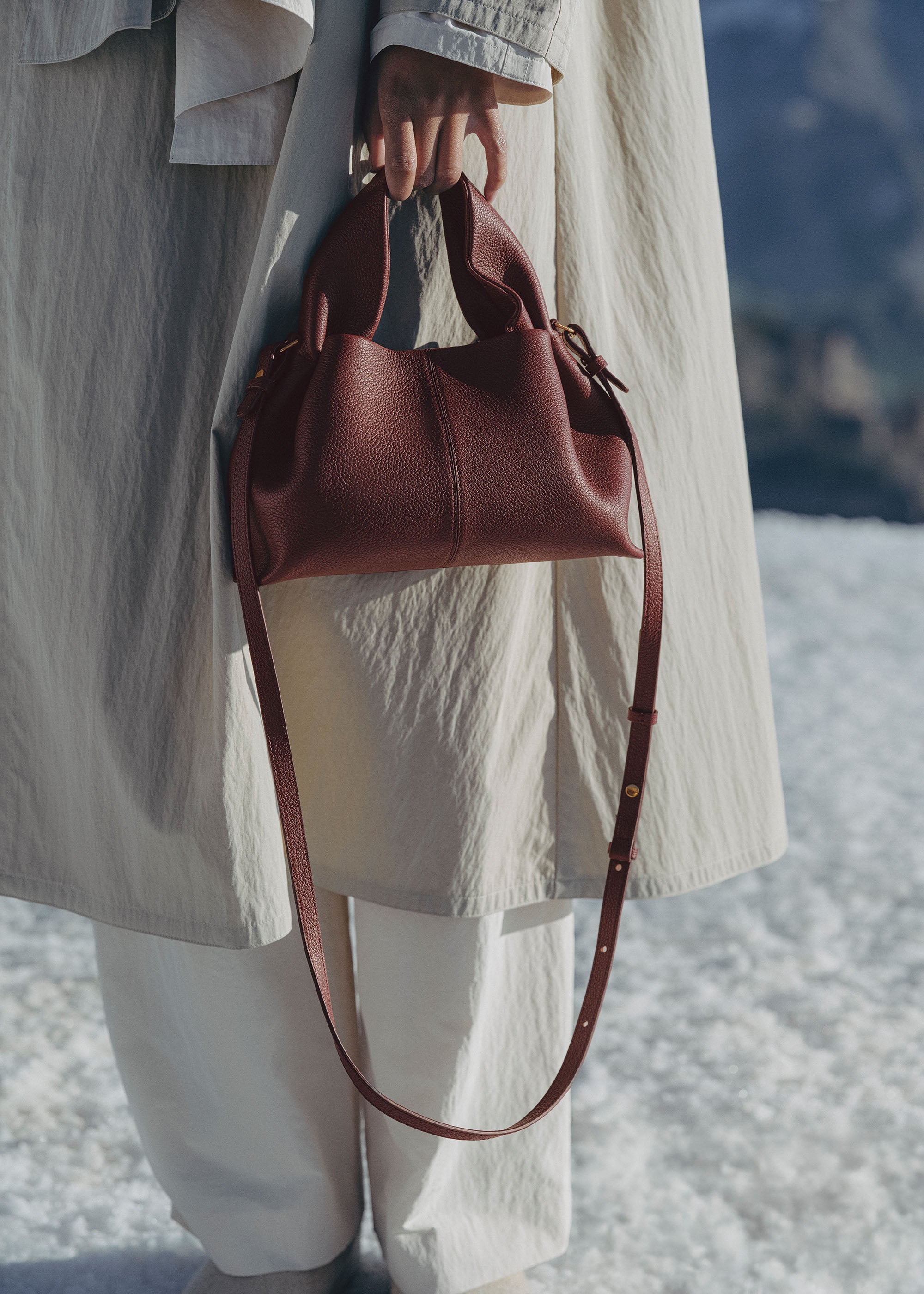 Polène | Bag - Numéro Neuf Mini - Textured Black Cherry – Polène NL