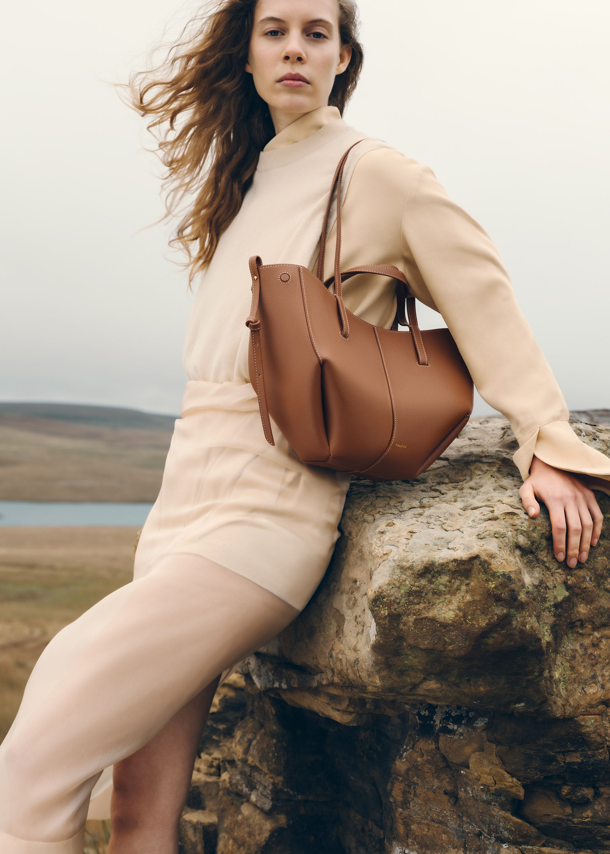 Polène | Bag - Cyme Mini - Textured Camel – Polène NL