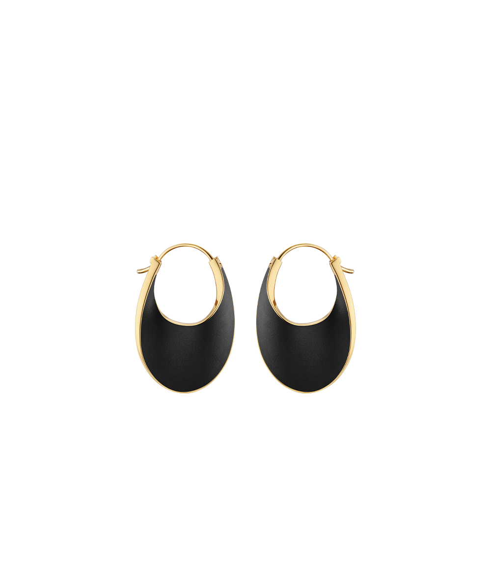 Éole Slim Hoop Earrings - Black Leather