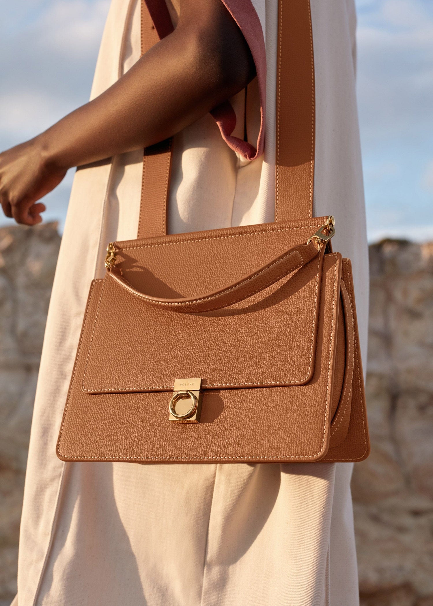 Polène | Bag - Numéro Sept - Camel Textured leather