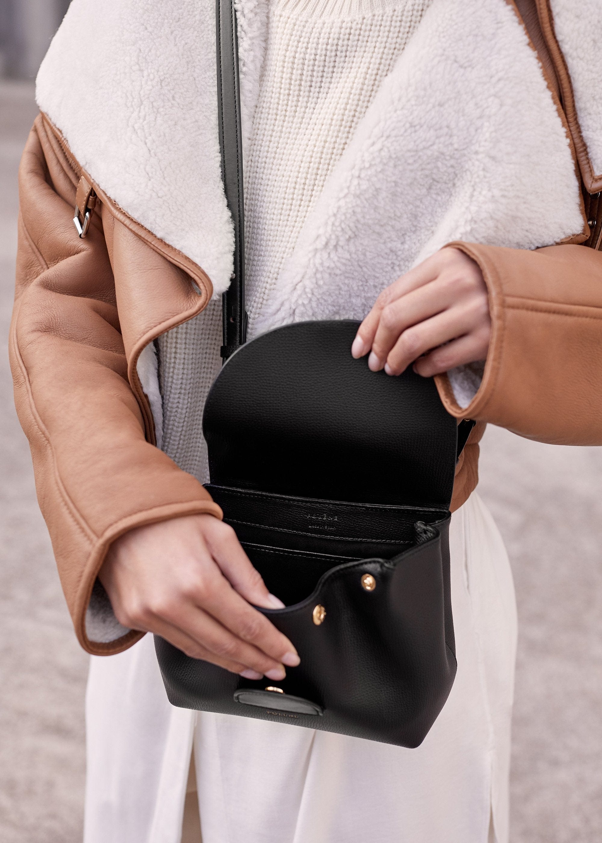Polène Numéro Un Nano Grained Leather Handle Bag - Neutrals Handle Bags,  Handbags - WPLNE21419